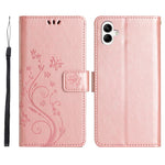 For Samsung Galaxy A08 5G  /  Galaxy A08 4G Leather Wallet Case Butterfly Flower Imprinted Phone Cover with Strap