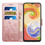 For Samsung Galaxy A08 5G  /  Galaxy A08 4G Leather Wallet Case Butterfly Flower Imprinted Phone Cover with Strap