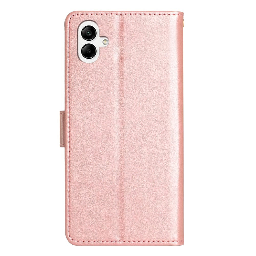 For Samsung Galaxy A08 5G  /  Galaxy A08 4G Leather Wallet Case Butterfly Flower Imprinted Phone Cover with Strap