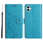 For Samsung Galaxy A08 5G  /  Galaxy A08 4G Leather Wallet Case Butterfly Flower Imprinted Phone Cover with Strap