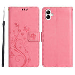 For Samsung Galaxy A08 5G  /  Galaxy A08 4G Leather Wallet Case Butterfly Flower Imprinted Phone Cover with Strap