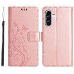 Til Samsung Galaxy A18 4G / Galaxy A18 5G Læderpungcover Sommerfugl Blomst Præget Telefoncover med Rem