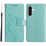 Til Samsung Galaxy A18 4G / Galaxy A18 5G Læderpungcover Sommerfugl Blomst Præget Telefoncover med Rem