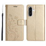 Til Samsung Galaxy A18 4G / Galaxy A18 5G Læderpungcover Sommerfugl Blomst Præget Telefoncover med Rem