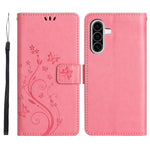 Til Samsung Galaxy A18 4G / Galaxy A18 5G Læderpungcover Sommerfugl Blomst Præget Telefoncover med Rem