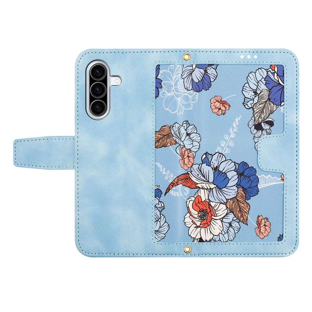 For Samsung Galaxy A18 4G  /  Galaxy A18 5G Case PU Leather Floral Phone Cover with Card Slots and Wrist Strap