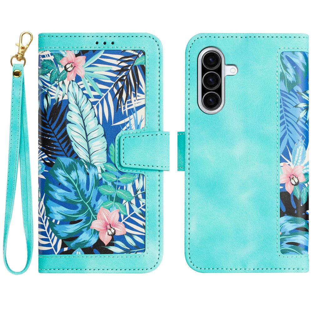 For Samsung Galaxy A18 4G  /  Galaxy A18 5G Case PU Leather Floral Phone Cover with Card Slots and Wrist Strap