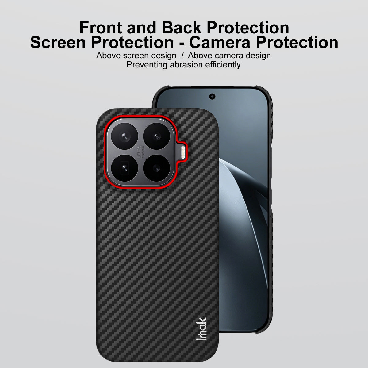 IMAK for Xiaomi 17T Ruiyi Series Case Carbon Fiber Texture Leather + PC Protective Cover - Red Ring Carbon Fiber