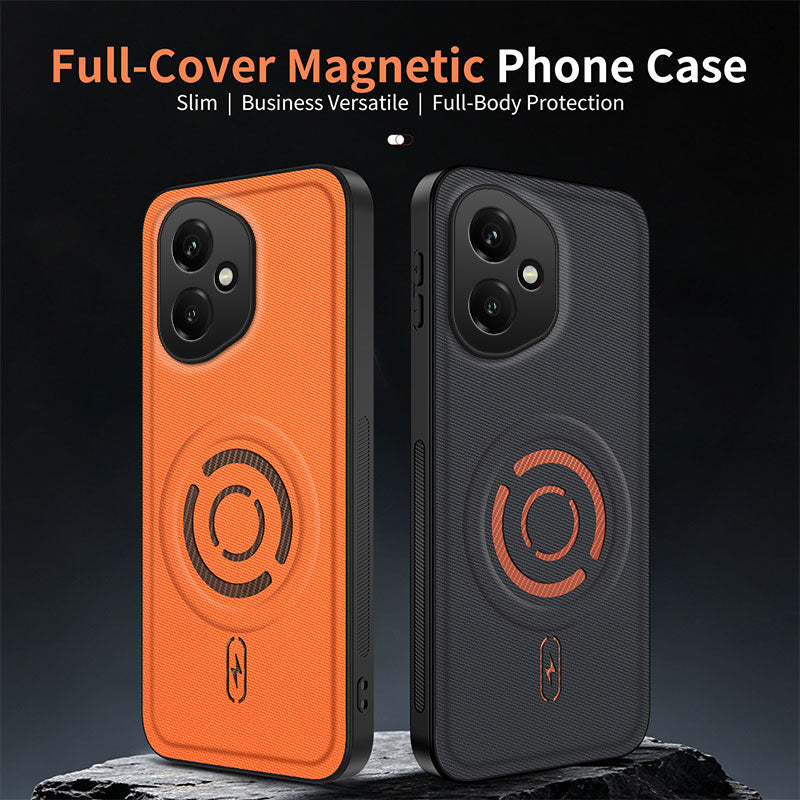 WANLONFENG for Honor 400 5G (Global) KJB Series Magnetic Case Tech Fabric Texture PC+TPU Shockproof Phone Cover