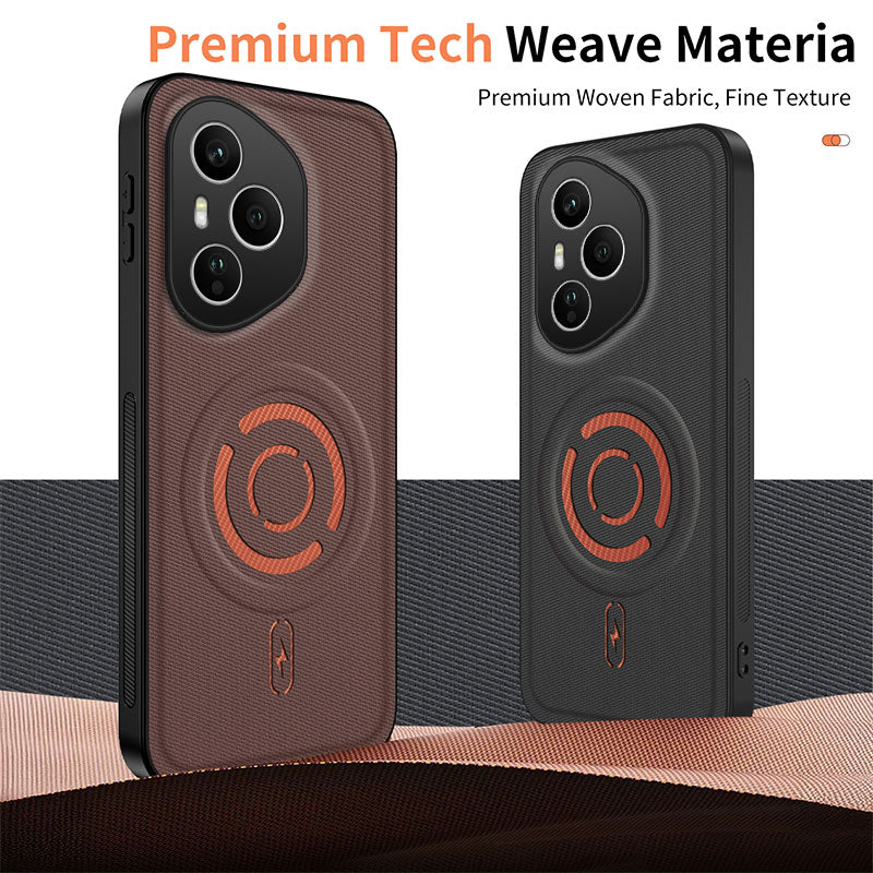 WANLONFENG til Honor 400 Pro 5G (Global) KJB Series Magnetisk Cover Tech Fabric Texture PC+TPU Stødsikkert Telefoncover
