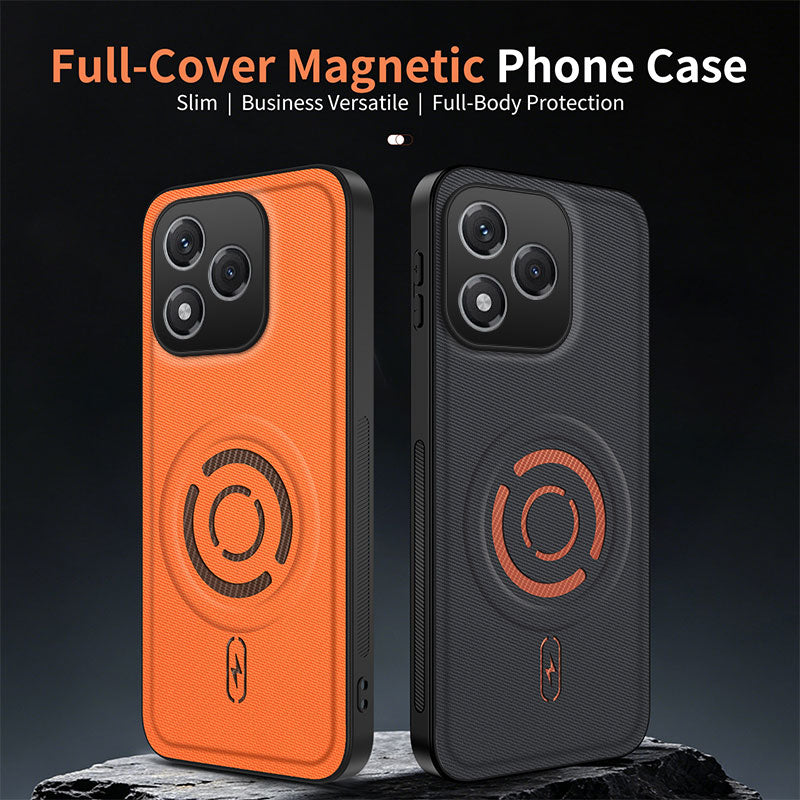 WANLONFENG for Honor 400 Lite 5G KJB Series Magnetic Case Tech Fabric Texture PC+TPU Shockproof Phone Cover
