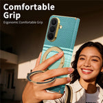 For Samsung Galaxy Z Fold7 5G Magnetic Case Ring Kickstand Hinge Design Electroplated Leather + PC Cover