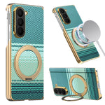 Til Samsung Galaxy Z Fold6 5G Magnetisk Etui Ring Støtteben Hængseldesign Galvaniseret Læder + PC Cover