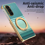 Til Samsung Galaxy Z Fold6 5G Magnetisk Etui Ring Støtteben Hængseldesign Galvaniseret Læder + PC Cover