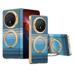 For Honor Magic V6 5G Magnetic Case Ring Kickstand Hinge Design Electroplated Leather + PC Cover