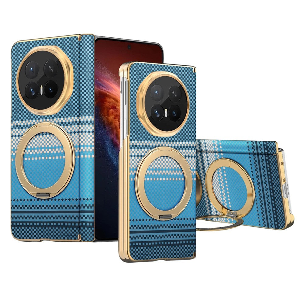For Honor Magic V6 5G Magnetic Case Ring Kickstand Hinge Design Electroplated Leather + PC Cover