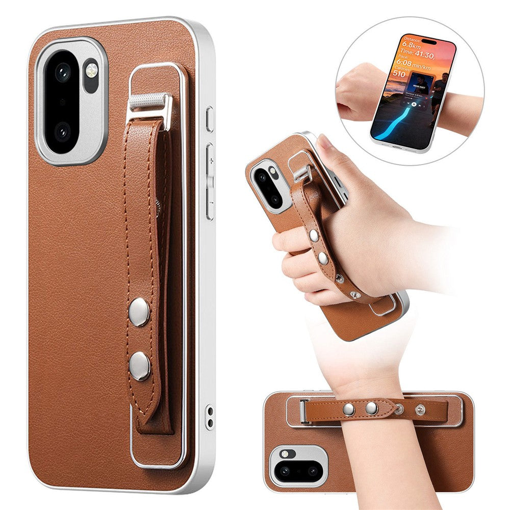 Adjustable Wrist Strap Case for OnePlus 15R 5G / Ace 6 5G / Ace 6T 5G Leather + PC + TPU Phone Cover
