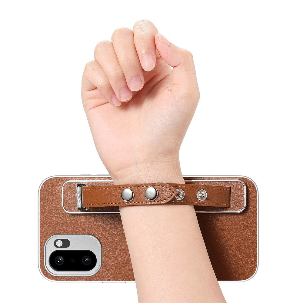 Adjustable Wrist Strap Case for OnePlus 15R 5G / Ace 6 5G / Ace 6T 5G Leather + PC + TPU Phone Cover