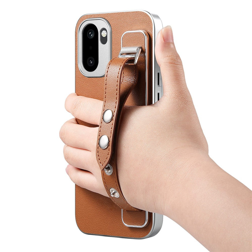 Adjustable Wrist Strap Case for OnePlus 15R 5G / Ace 6 5G / Ace 6T 5G Leather + PC + TPU Phone Cover