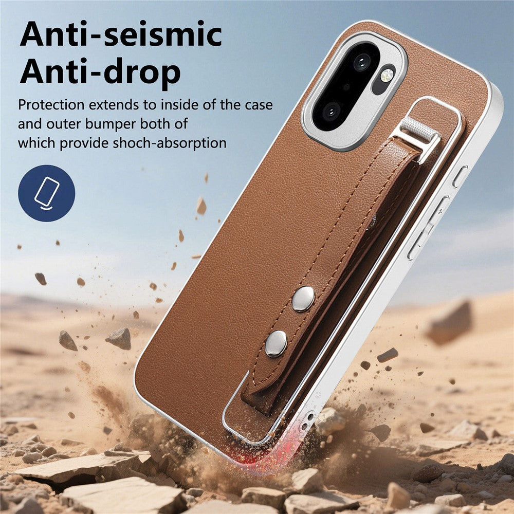 Adjustable Wrist Strap Case for OnePlus 15R 5G / Ace 6 5G / Ace 6T 5G Leather + PC + TPU Phone Cover