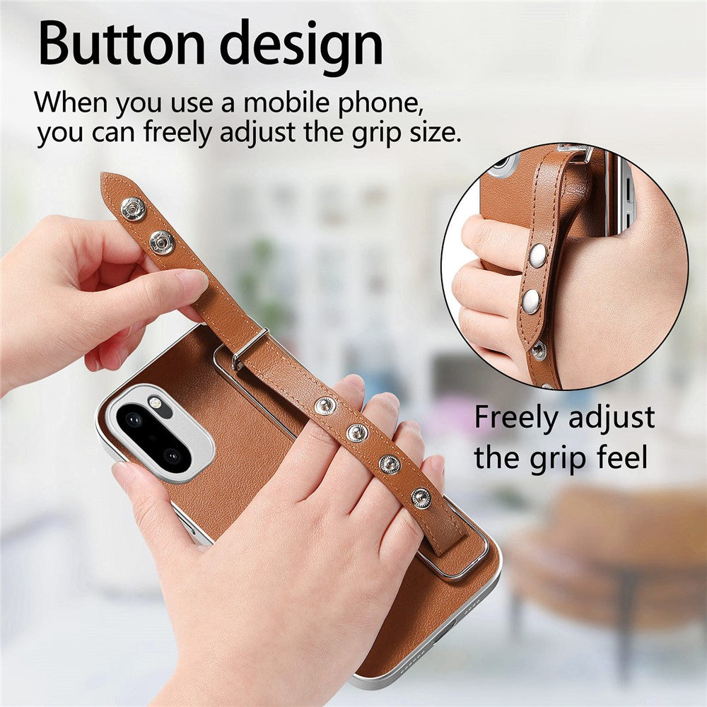 Adjustable Wrist Strap Case for OnePlus 15R 5G / Ace 6 5G / Ace 6T 5G Leather + PC + TPU Phone Cover