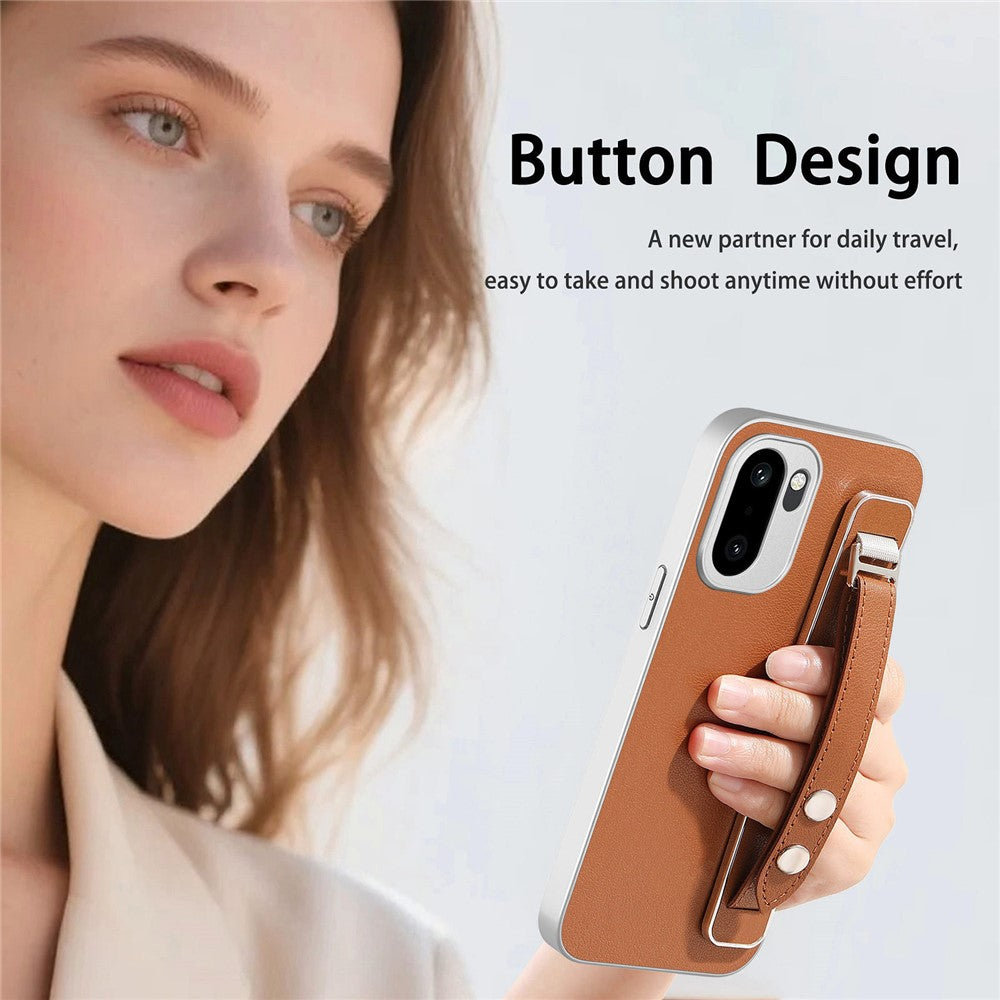 Adjustable Wrist Strap Case for OnePlus 15R 5G / Ace 6 5G / Ace 6T 5G Leather + PC + TPU Phone Cover