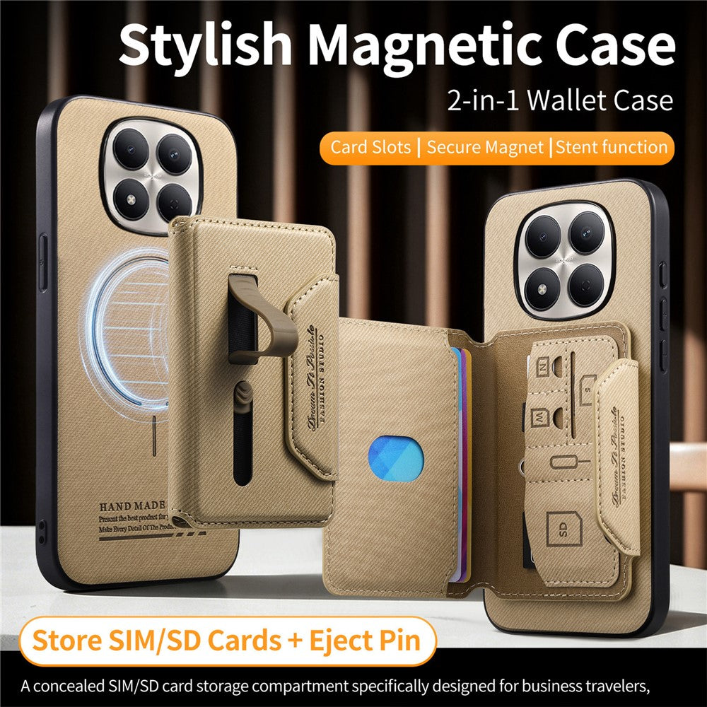 For Xiaomi Redmi Note 15 Pro 5G (Global) Magnetic Case PU Leather + PC + TPU Anti-Scratch Back Cover with Detachable Card Holder