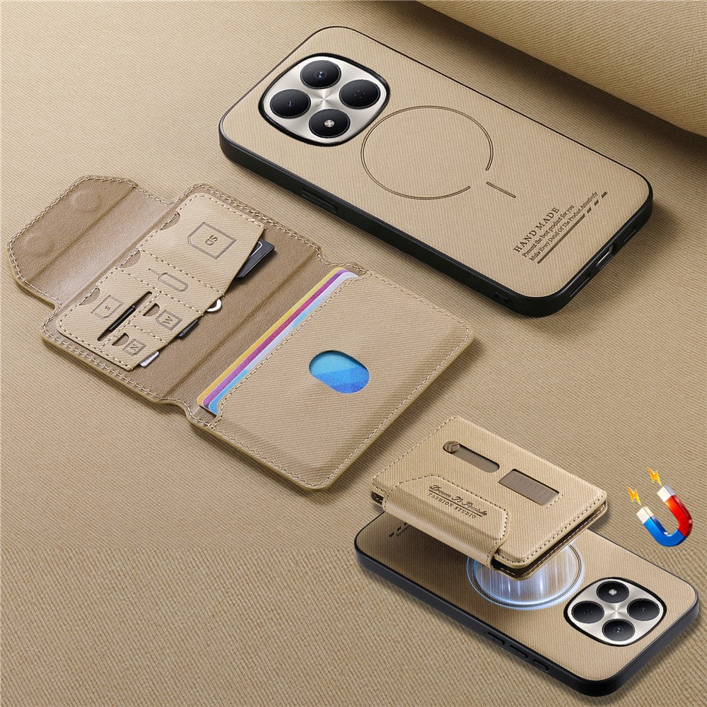 For Xiaomi Redmi Note 15 Pro 5G (Global) Magnetic Case PU Leather + PC + TPU Anti-Scratch Back Cover with Detachable Card Holder