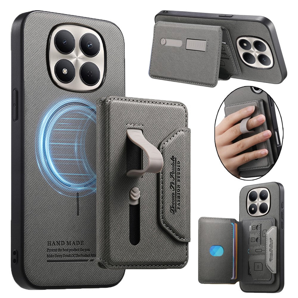 For Xiaomi Redmi Note 15 Pro 4G (Global) Magnetic Case PU Leather + PC + TPU Anti-Scratch Back Cover with Detachable Card Holder