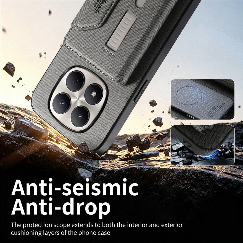 For Xiaomi Redmi Note 15 Pro 4G (Global) Magnetic Case PU Leather + PC + TPU Anti-Scratch Back Cover with Detachable Card Holder