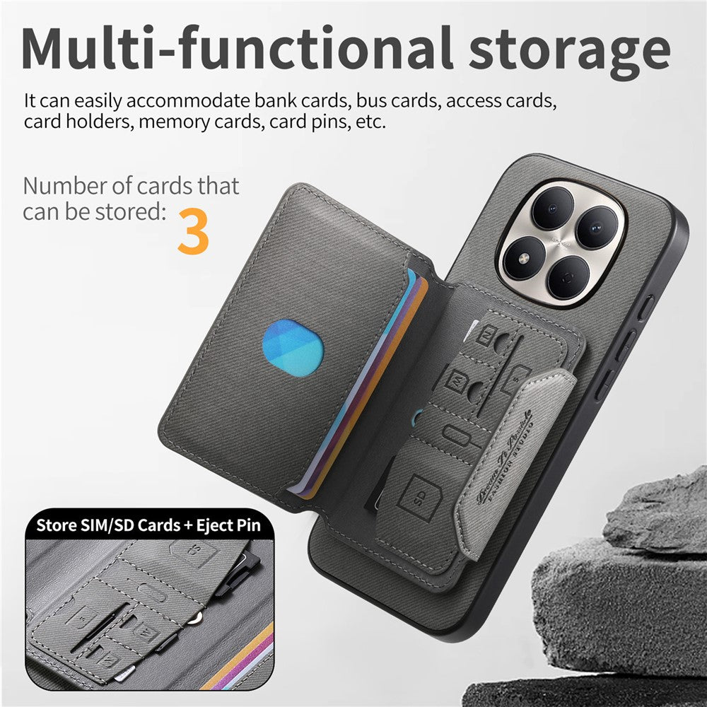 For Xiaomi Redmi Note 15 Pro 4G (Global) Magnetic Case PU Leather + PC + TPU Anti-Scratch Back Cover with Detachable Card Holder