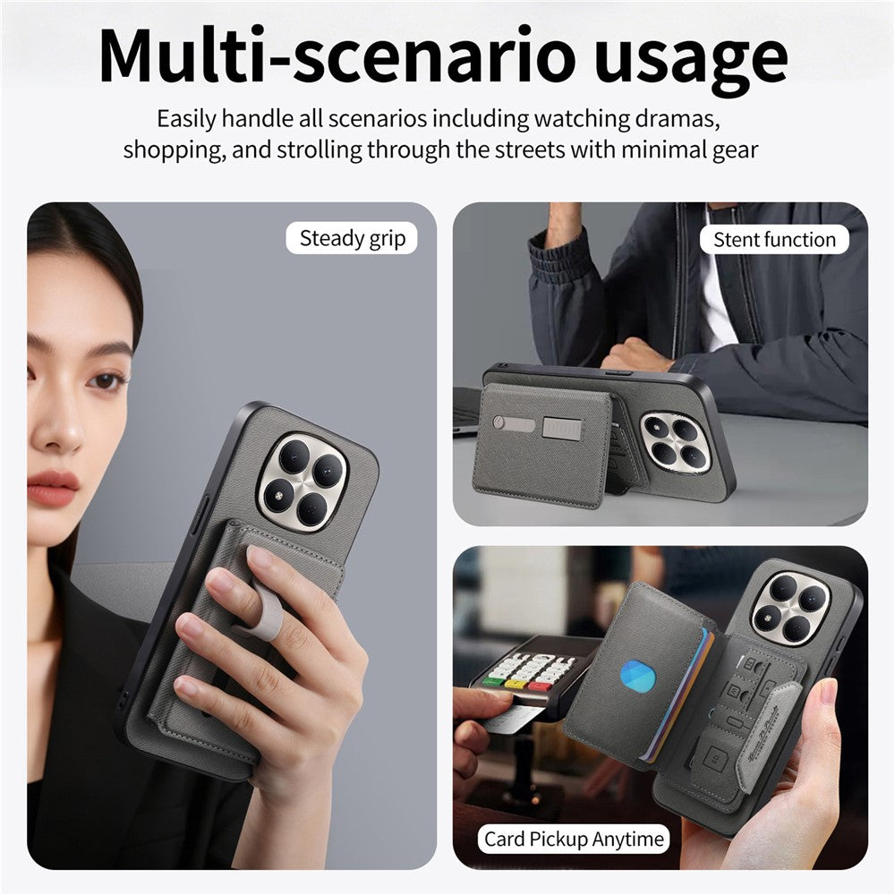 For Xiaomi Redmi Note 15 Pro 4G (Global) Magnetic Case PU Leather + PC + TPU Anti-Scratch Back Cover with Detachable Card Holder