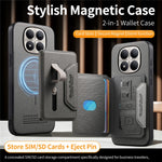 For Xiaomi Redmi Note 15 Pro 4G (Global) Magnetic Case PU Leather + PC + TPU Anti-Scratch Back Cover with Detachable Card Holder