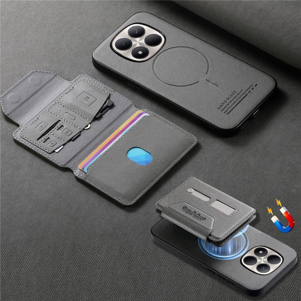 For Xiaomi Redmi Note 15 Pro 4G (Global) Magnetic Case PU Leather + PC + TPU Anti-Scratch Back Cover with Detachable Card Holder