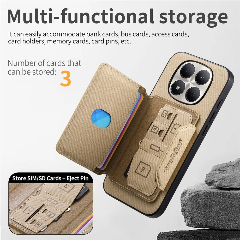 For Xiaomi Redmi Note 15 Pro+ 5G (Global)  /  Poco M8 Pro 5G Magnetic Case PU Leather + PC + TPU Anti-Scratch Back Cover with Detachable Card Holder