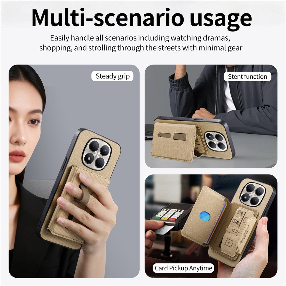For Xiaomi Redmi Note 15 Pro+ 5G (Global)  /  Poco M8 Pro 5G Magnetic Case PU Leather + PC + TPU Anti-Scratch Back Cover with Detachable Card Holder