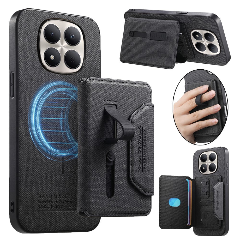 For Xiaomi Redmi Note 15 Pro+ 5G (Global)  /  Poco M8 Pro 5G Magnetic Case PU Leather + PC + TPU Anti-Scratch Back Cover with Detachable Card Holder