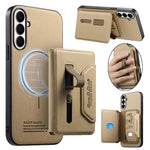 For Samsung Galaxy S26+ Magnetic Case PU Leather + PC + TPU Anti-Scratch Back Cover with Detachable Card Holder