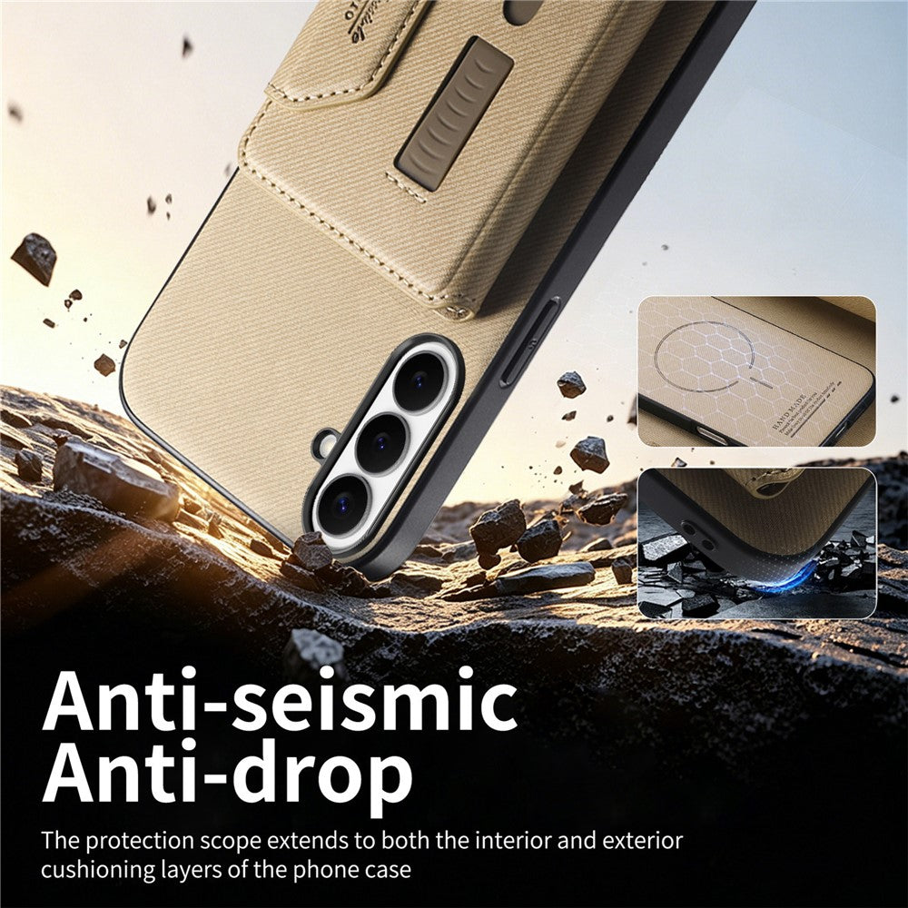 For Samsung Galaxy S26+ Magnetic Case PU Leather + PC + TPU Anti-Scratch Back Cover with Detachable Card Holder