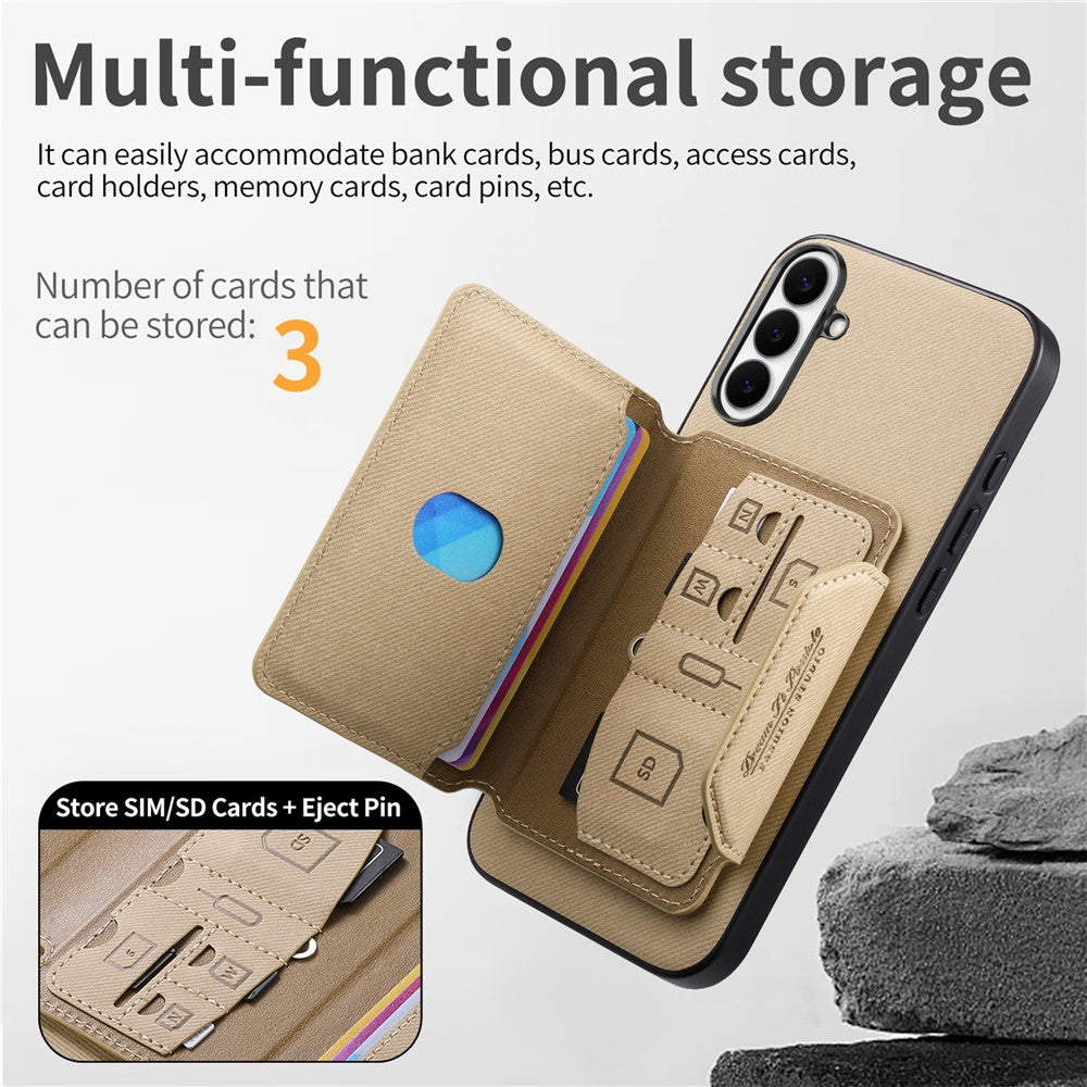 For Samsung Galaxy S26+ Magnetic Case PU Leather + PC + TPU Anti-Scratch Back Cover with Detachable Card Holder