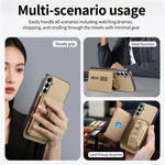 For Samsung Galaxy S26+ Magnetic Case PU Leather + PC + TPU Anti-Scratch Back Cover with Detachable Card Holder