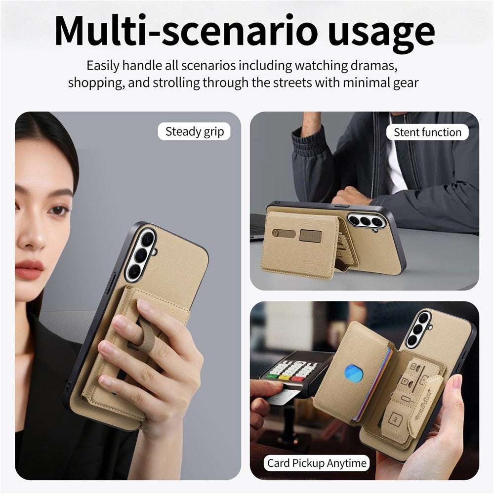 For Samsung Galaxy S26+ Magnetic Case PU Leather + PC + TPU Anti-Scratch Back Cover with Detachable Card Holder