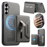 For Samsung Galaxy S26+ Magnetic Case PU Leather + PC + TPU Anti-Scratch Back Cover with Detachable Card Holder