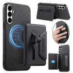 For Samsung Galaxy S26+ Magnetic Case PU Leather + PC + TPU Anti-Scratch Back Cover with Detachable Card Holder