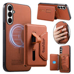 For Samsung Galaxy S26+ Magnetic Case PU Leather + PC + TPU Anti-Scratch Back Cover with Detachable Card Holder