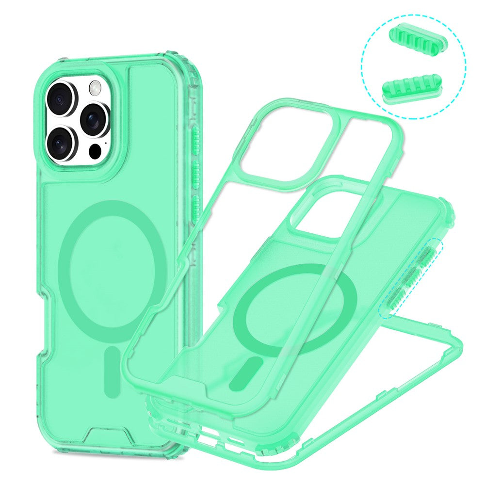 For iPhone 16 Pro Max Magnetic Case 2-in-1 PC + TPU Frosted Soft-Touch Phone Cover