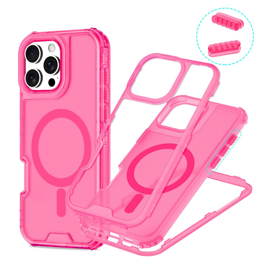 For iPhone 16 Pro Max Magnetic Case 2-in-1 PC + TPU Frosted Soft-Touch Phone Cover