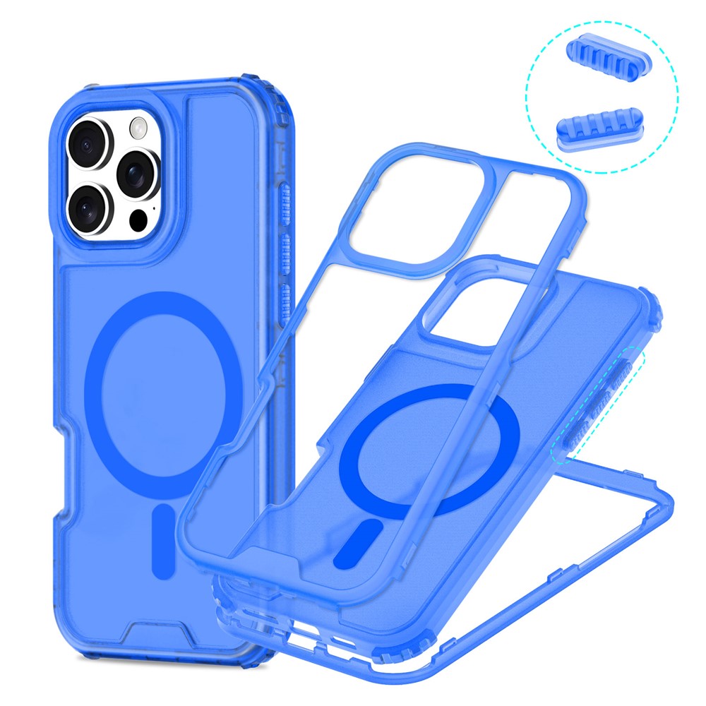 For iPhone 16 Pro Magnetic Case 2-in-1 PC + TPU Frosted Soft-Touch Phone Cover