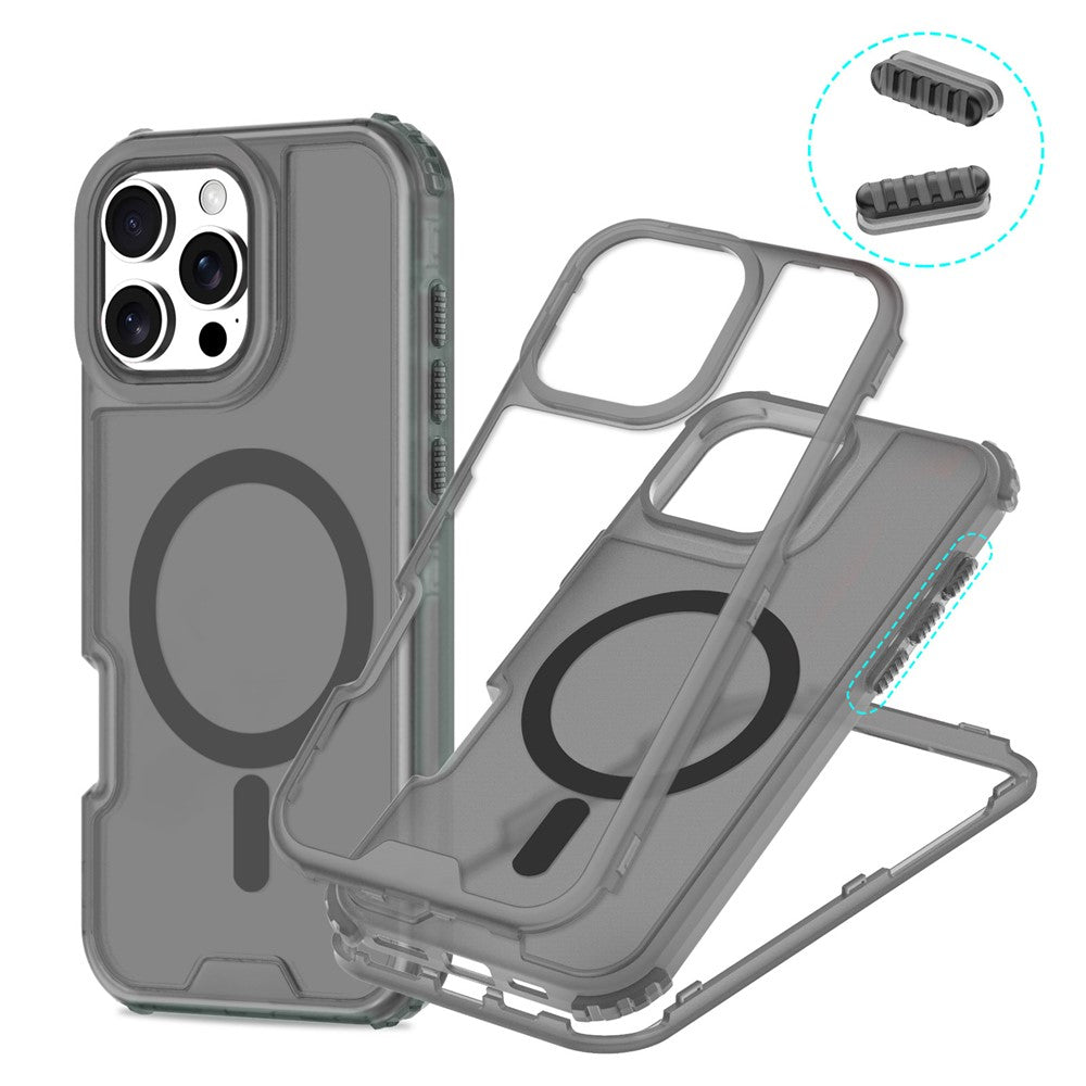 For iPhone 16 Pro Magnetic Case 2-in-1 PC + TPU Frosted Soft-Touch Phone Cover