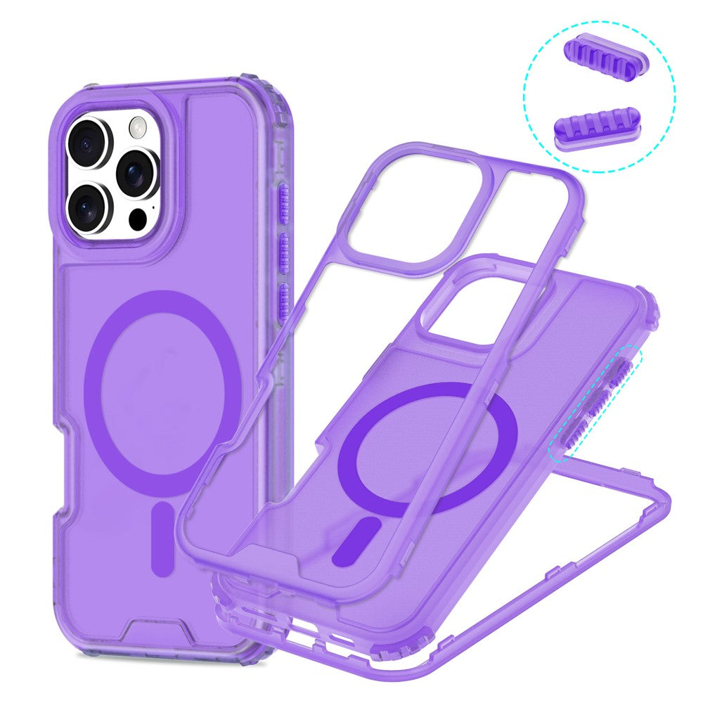 For iPhone 16 Pro Magnetic Case 2-in-1 PC + TPU Frosted Soft-Touch Phone Cover